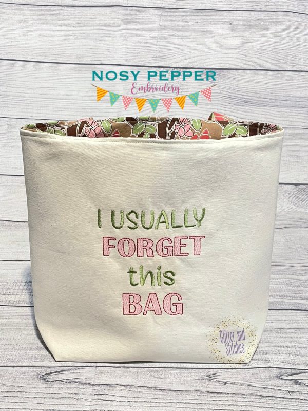 I usually forget this bag Sketchy font machine embroidery design (4 sizes included) DIGITAL DOWNLOAD Supply