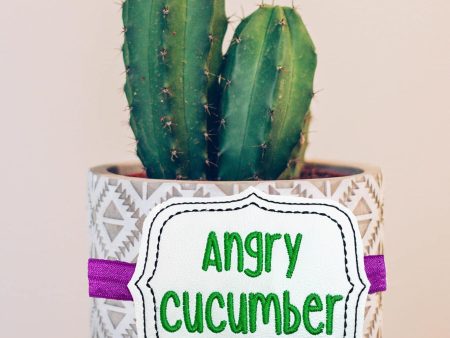 Angry cucumber planter band (3 sizes included) machine embroidery design DIGITAL DOWNLOAD For Sale