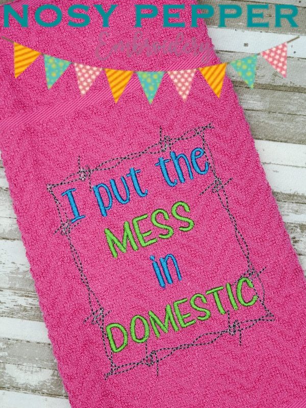 I put the mess in domestic machine embroidery design  (4 sizes included) DIGITAL DOWNLOAD For Cheap