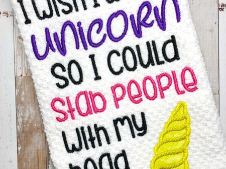 I wish I was a unicorn applique machine embroidery design (4 sizes included) DIGITAL DOWNLOAD For Discount