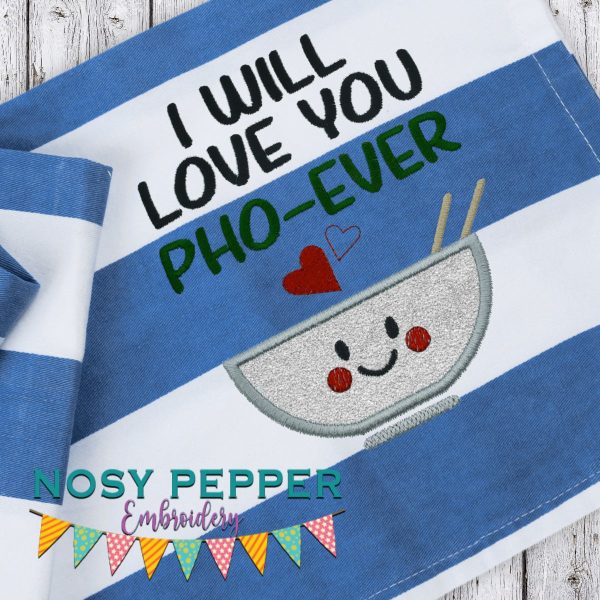 I will love you pho ever applique machine embroidery design (4 sizes included) DIGITAL DOWNLOAD on Sale