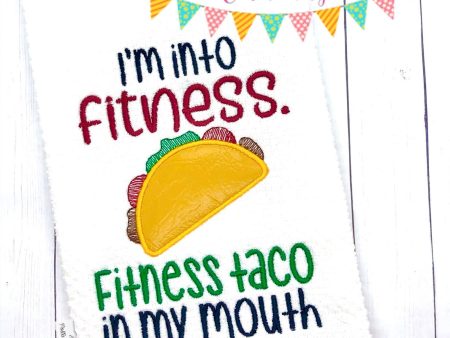 I m into fitness taco applique machine embroidery design (4 sizes included) DIGITAL DOWNLOAD Supply