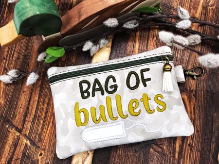 Bag of Bullets applique ITH bag (4 sizes available) machine embroidery design DIGITAL DOWNLOAD on Sale