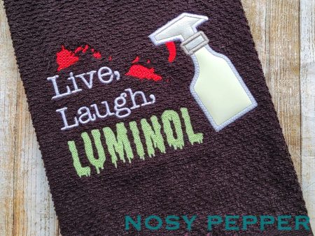 Live, Laugh, Luminol applique machine embroidery design (4 sizes included) DIGITAL DOWNLOAD Cheap