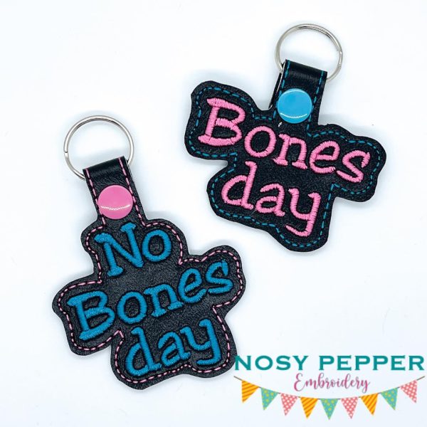 Bones day No Bones day snap tab (includes 2 designs and single and multi files) machine embroidery design DIGITAL DOWNLOAD Online Hot Sale