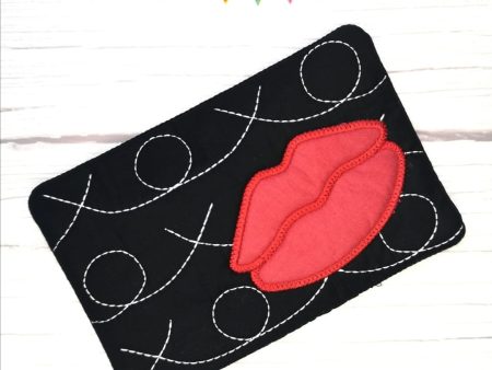 Lips applique quilted mug rug (2 versions & 4 sizes included) machine embroidery design DIGITAL DOWNLOAD Hot on Sale