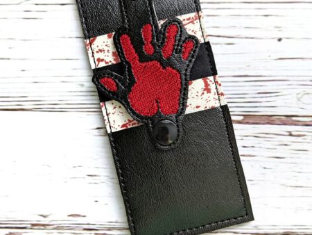 Bloody hand Wallet Tab (2 sizes included) TAB ONLY-- machine embroidery design DIGITAL DOWNLOAD Sale